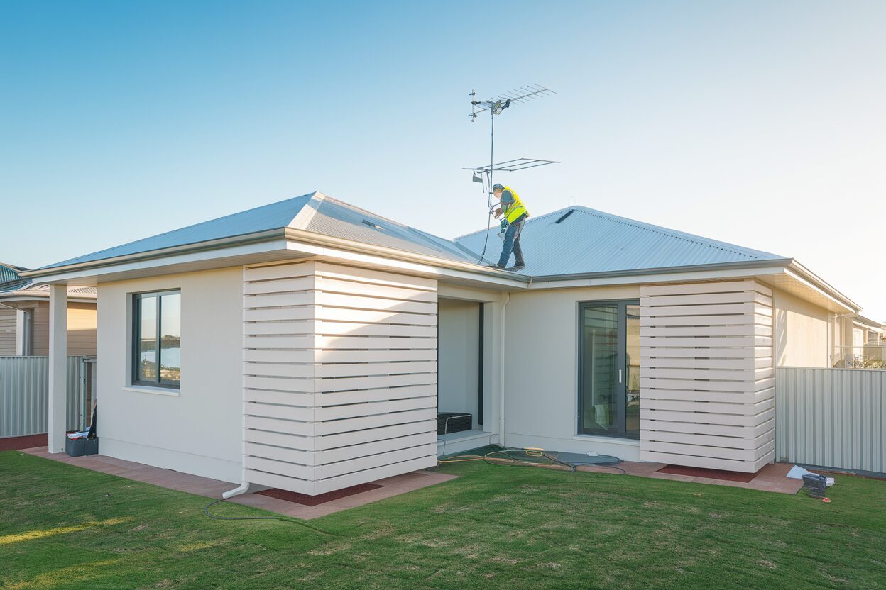 Professional TV antenna installation on Perth home