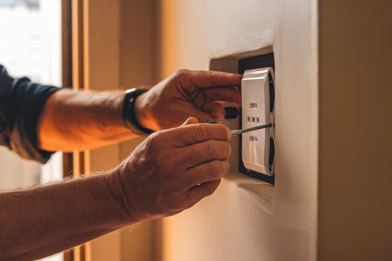 Professional TV antenna wall point installation